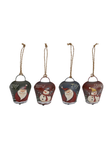 Висяща украса DKD Home Decor Коледа Червен Зелен Метал (4 pcs) (5 x 2.5 x 7 cm)