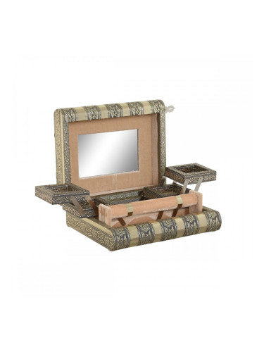 Кутия за бижута Home ESPRIT Бял Шампанско Дървен Алуминий 22,5 x 18,8 x 7,6 cm