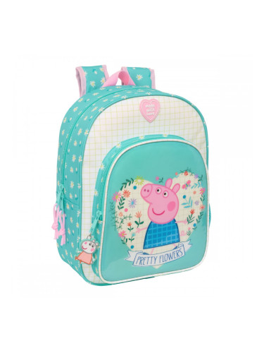 Училищна чанта Peppa Pig Pretty flowers Жълт Мента 26 x 34 x 11 cm