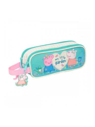 Двоен Моливник Peppa Pig Pretty flowers Жълт Мента 21 x 8 x 6 cm