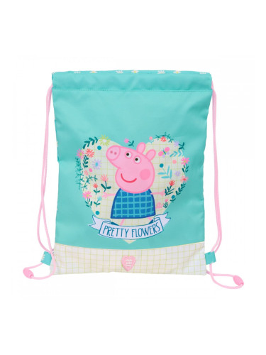 Раница с връвка Peppa Pig Pretty flowers Жълт Мента 26 x 34 x 1 cm