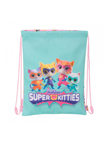Раница с връвка SuperKitties Розов цвят тюркоаз 26 x 34 x 1 cm
