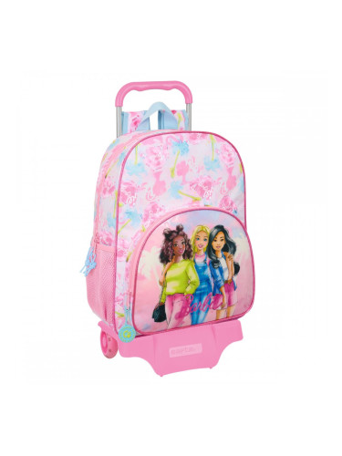 Училищна чанта с колелца Barbie Painterly Розов Небесно синьо 33 x 42 x 14 cm