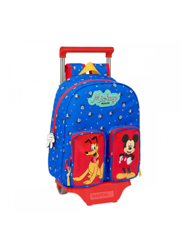 Училищна чанта с колелца Mickey Mouse Clubhouse Good day Син 28 x 34 x 10 cm
