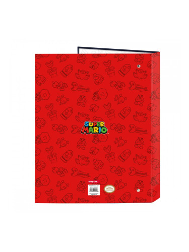Папка с пръстени Super Mario Trick Червен Тъмно синьо A4 26.5 x 33 x 4 cm