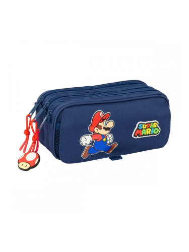 Троен Моливник Super Mario Trick Червен Тъмно синьо 21,5 x 10 x 8 cm