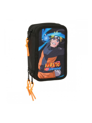 Троен несесер за моливи Naruto Черен 12,5 x 19,5 x 5,5 cm 37 Части