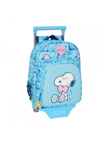 Училищна чанта с колелца Snoopy Love Син 26 x 11 x 67 cm 26 x 34 x 11 cm