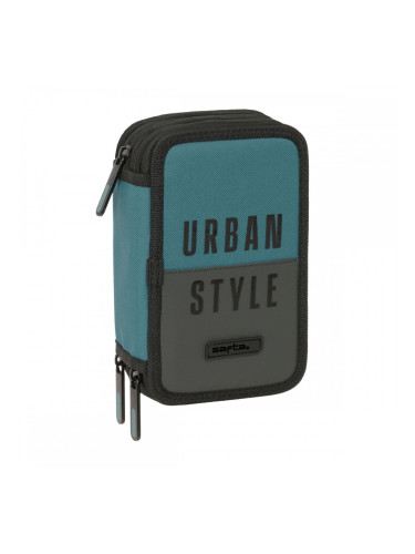 Троен несесер за моливи Safta Urban style Син Сив 12,5 x 19,5 x 5,5 cm 37 Части