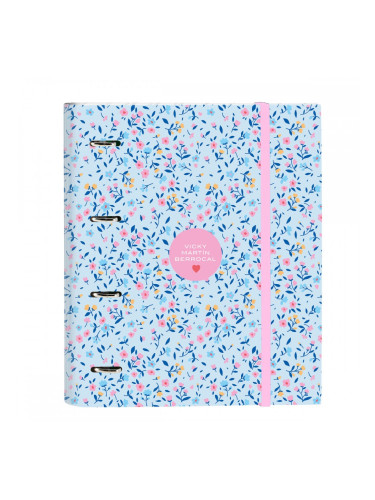 Папка с пръстени Vicky Martín Berrocal Paraíso Син Розов 27 x 32 x 3.5 cm