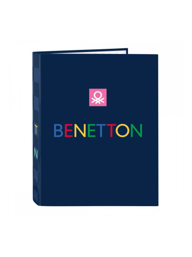 Папка с пръстени Benetton Damero Морско син A4 26.5 x 33 x 4 cm