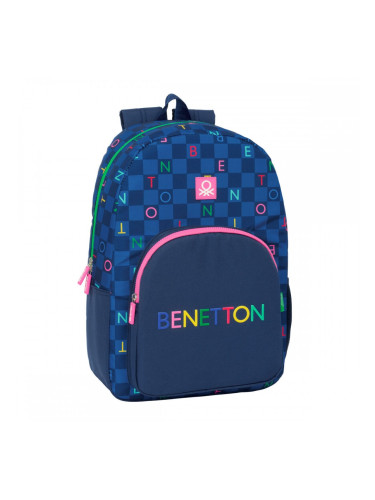 Училищна чанта Benetton Damero Морско син 30 x 46 x 14 cm