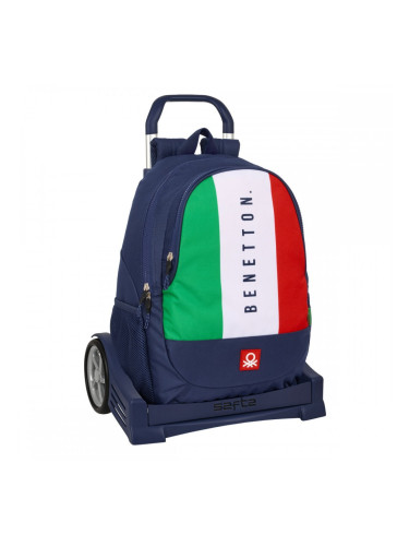 Училищна чанта с колелца Benetton Flag Морско син 32 x 44 x 16 cm