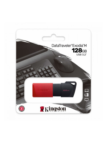 USB стик Kingston Exodia M Ключодържател Червен Черен 128 GB