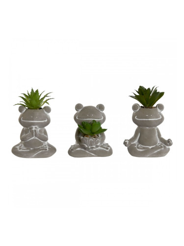Декоративно Растение Home ESPRIT полиетилен Цимент Жаба 7,5 x 5 x 11 cm (3 броя)