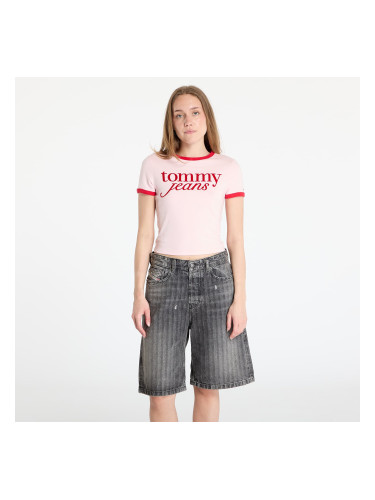 Тениска Tommy Jeans Slim Script Tee Pink M