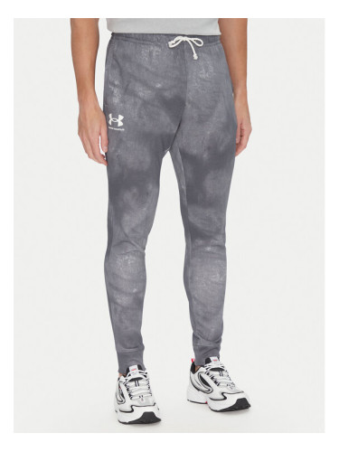 Under Armour Долнище анцуг Rival Terry Printed 1390143 Сив Regular Fit