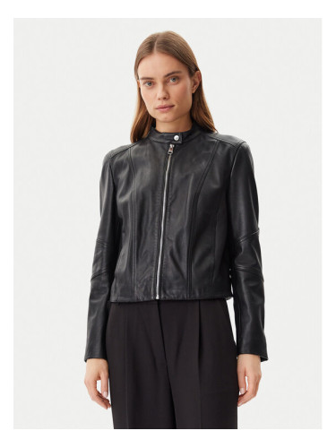 BOSS Кожено яке C_Saleste 50522033 Черен Regular Fit