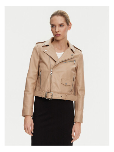 PINKO Кожено яке 103897 A21L Бежов Regular Fit