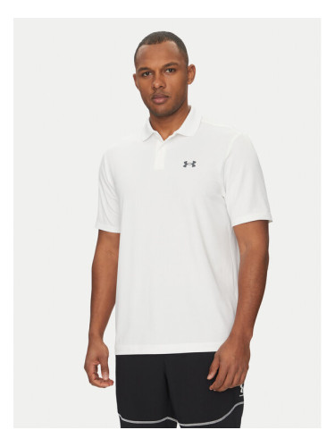 Under Armour Тениска с яка и копчета Matchplay 1377374 Бял Regular Fit