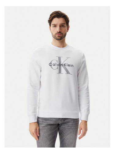 Calvin Klein Jeans Суитшърт LV040BM801 Бял Regular Fit