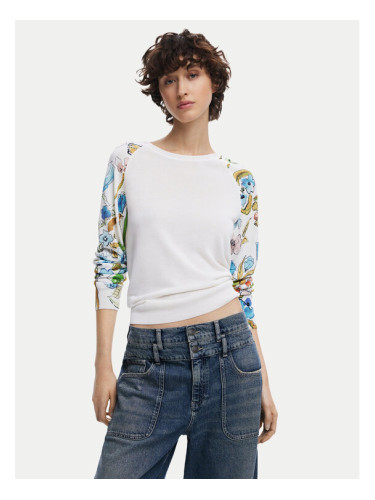 Desigual Пуловер 25SWJF31 Бял Regular Fit