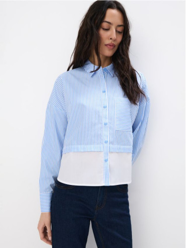 Mohito - Риза на райе и с високо съдържание на памук - син