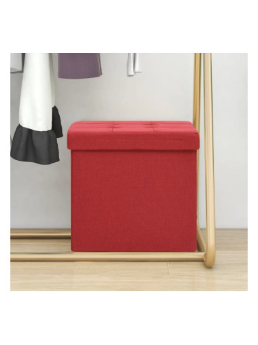 Sonata H Сгъваема табуретка за съхранение, виненочервена, изкуствен лен