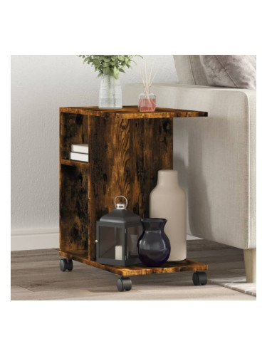 Sonata H Странична маса с колела опушен дъб 50x30x55 см инженерно дърво