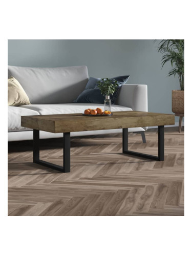 Sonata H Маса за кафе, тъмнокафяво и черно, 120x60x40 см, МДФ и желязо