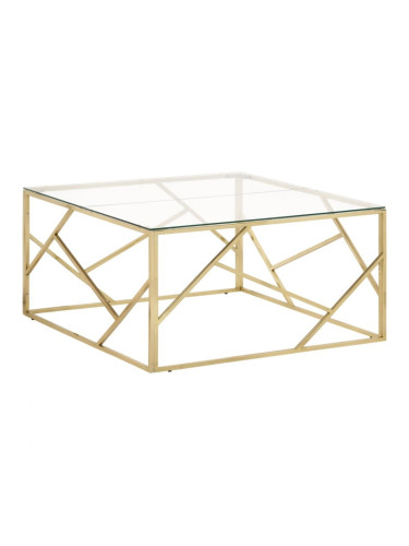 Sonata H Кафе маса, златиста, неръждаема стомана и закалено стъкло