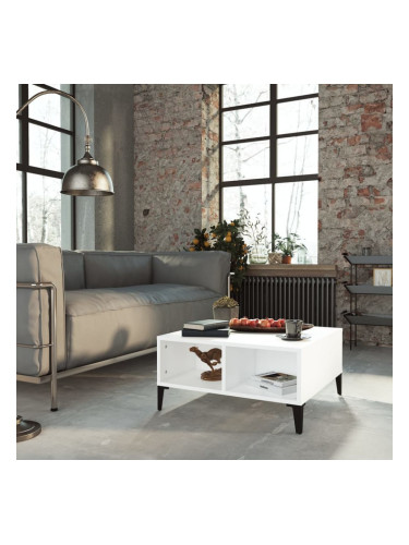 Sonata H Кафе маса, бяла, 60x60x30 см, инженерно дърво