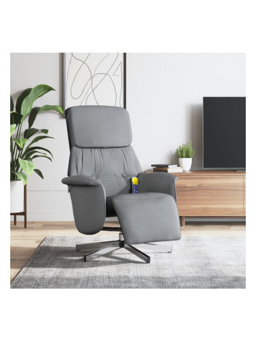 Sonata H Масажен реклайнер стол с поставка за крака, светлосив, текстил