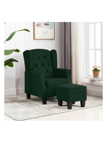 Sonata H Фотьойл с табуретка за крака, тъмнозелен, текстил