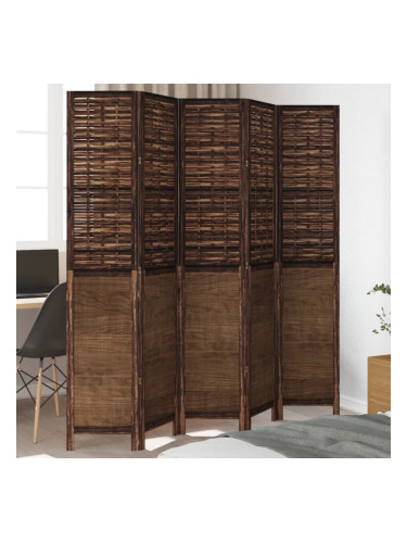 Sonata H Разделител за стая, 5 панела, тъмнокафяв, дърво пауловния масив