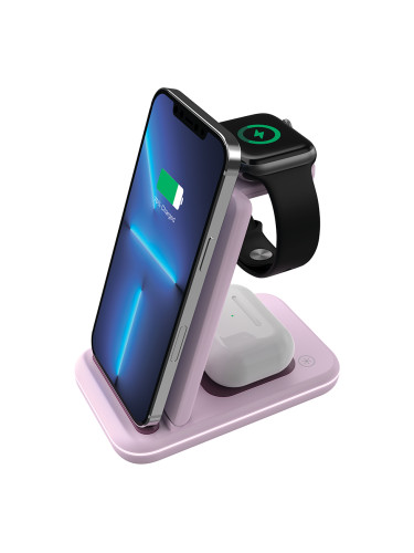Безжични зарядни CANYON wireless charger WS-304 15W 3in1 Iced Pink CNS-WCS304IP CNS-WCS304IP