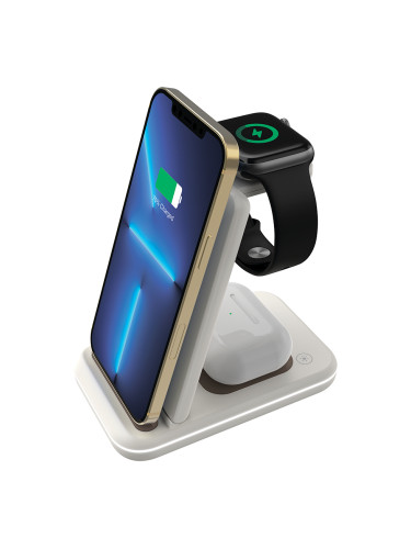 Безжични зарядни CANYON wireless charger WS-304 15W 3in1 Cosmic Latte CNS-WCS304CL CNS-WCS304CL