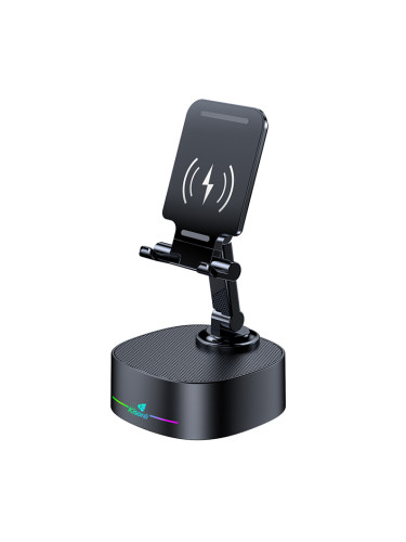 Тонколона със стойка за телефон Kisonli M5, Bluetooth, Безжично зареждане, FM, AUX, RGB, Различни цветове - 22275