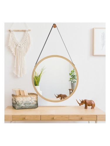 Бамбуково стенно огледало Bykle кръгло 38 см []
