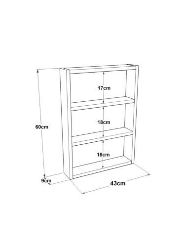 Lappajärvi кухненски рафт с 3 рафта 60 x 43 x 9 см бетонен вид []