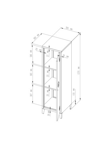 Единично шкафче Kurikka 137x38x38 см черно []