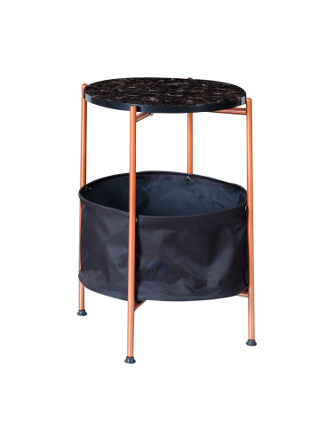 Помощна маса Suonenjoki 59x47cm цвят бронз / черен вид на мрамор []