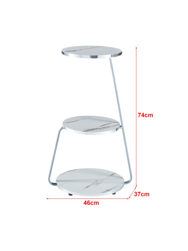 Помощна маса Sipoo 74x46x37cm мраморна визия бял []