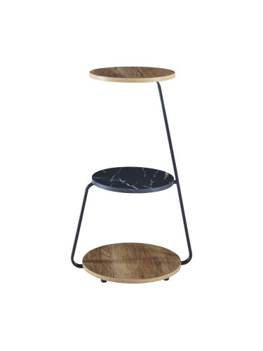 Помощна маса Sipoo 74x46x37cm вид на орех / вид на мрамор черно []