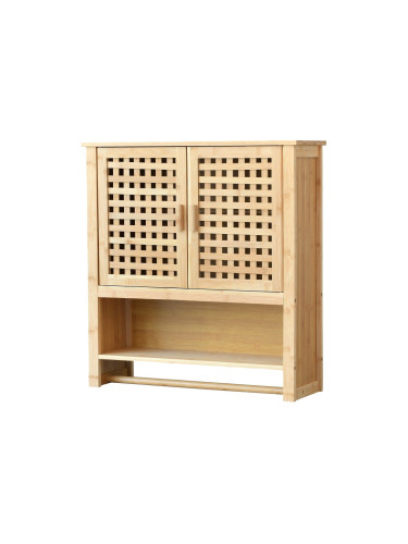 Шкаф за баня Borlänge стенен шкаф бамбук 66 x 62 x 20 cm []