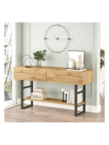 Конзолна маса Lappeenranta 139x43x76см рустик дъб/черен []