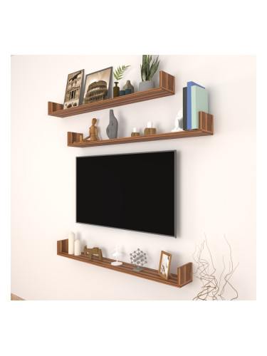 Стенен рафт Höganäs 3 бр. 120x15x12cm вид на орех []