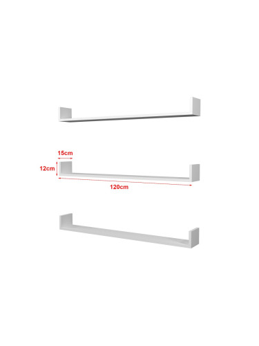 Стенен рафт Höganäs 3 бр. 120x15x12cm бял []