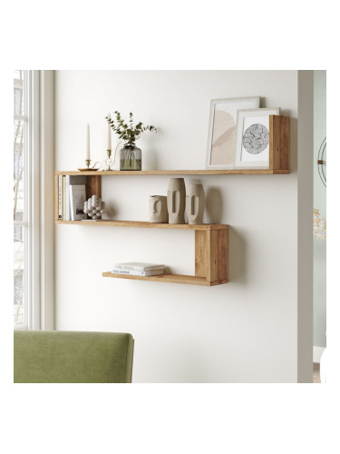 Стенен рафт Kitee 120 x 14,5 x 71,5 cm рустик дъб []