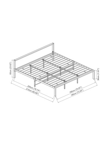 Иматра метално легло 180х200 см с черен дунапренов матрак